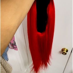 Black&Red 30inch closure lace wig refurbished colored mix bundles